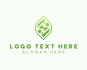 Renewable - Leaf Lightning Bolt logo design