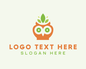 Leaf Owl Bird logo design