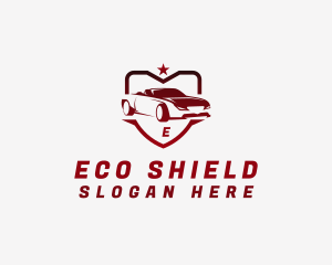 Racing Sports Car Shield  logo design