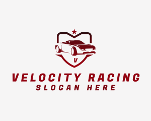 Racing Sports Car Shield  logo design