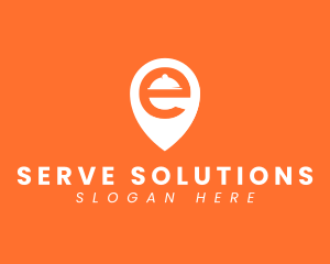 Serve - Location Pin Letter E logo design