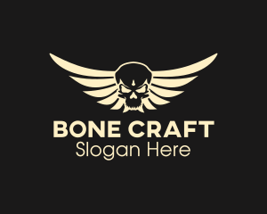 Skeletal - Winged Skull logo design