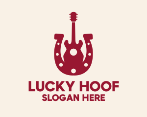 Horseshoe - Red Country Guitar logo design