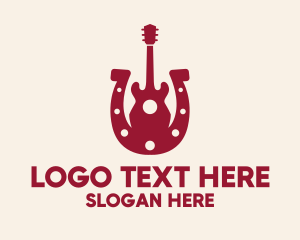 Horseshoe - Red Country Guitar logo design