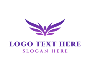 Flight - Purple Gradient Wings logo design