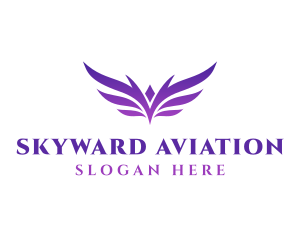 Aeronautical - Purple Gradient Wings logo design