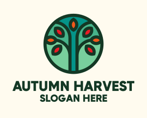 Autumn Tree Badge logo design