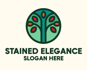 Autumn Tree Badge logo design