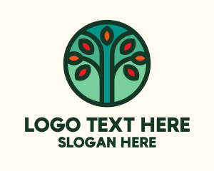 Logging - Autumn Tree Badge logo design