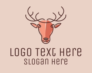 Antler - Monoline Deer Head logo design