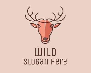Horns - Monoline Deer Head logo design