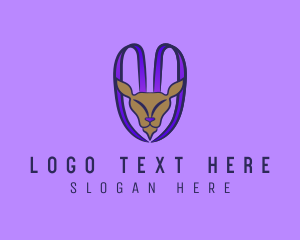 Ram - Purple Goat Horn logo design