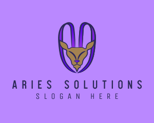 Aries - Purple Goat Horn logo design