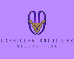 Capricorn - Purple Goat Horn logo design