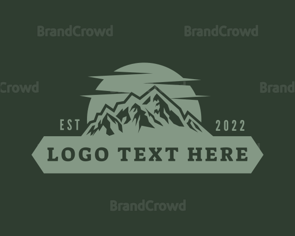 Hipster Mountain Sunset Logo