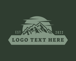 Trekking - Hipster Mountain Sunset logo design