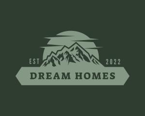 Camp - Hipster Mountain Sunset logo design