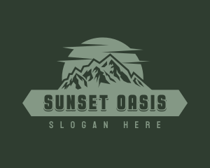 Hipster Mountain Sunset logo design