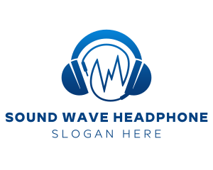 Headphone - Blue Recording Headphone logo design