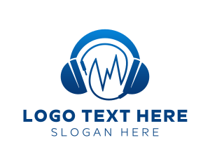 Musician - Blue Recording Headphone logo design