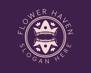 Floral Crown Badge logo design