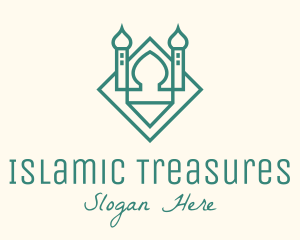 Islam - Green Monoline Islamic Mosque logo design