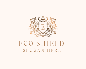 Crown Shield Wreath logo design