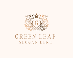 Crown Shield Wreath logo design