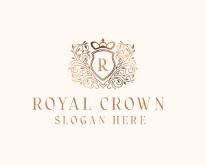 Crown Shield Wreath logo design