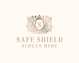 Crown Shield Wreath logo design