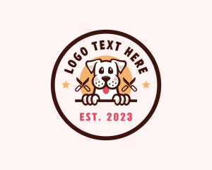 Cartoon - Pet Dog Grooming logo design