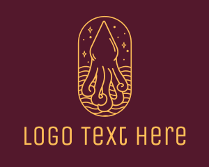 Sea Creature - Octopus Squid Monoline logo design