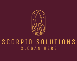 Octopus Squid Monoline logo design