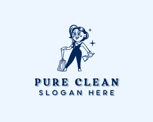 Housekeeping Cleaning Woman logo design