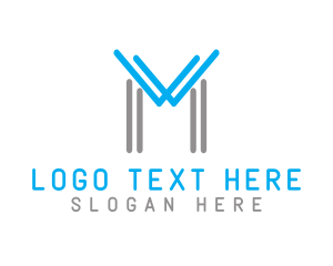 Malware - Blue Grey M Outline logo design