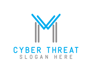 Malware - Blue Grey M Outline logo design