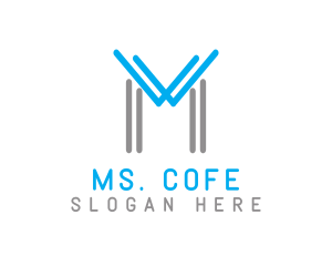 Blue Grey M Outline logo design