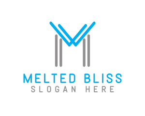 Blue Grey M Outline logo design