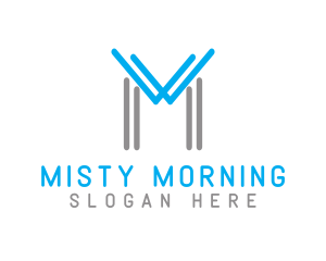 Blue Grey M Outline logo design