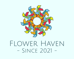 Colorful Flower Stained Glass logo design