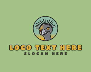 Zoo - Ostrich Bird Animal logo design