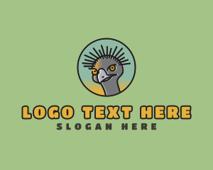 Zoo Animal - Ostrich Bird Animal logo design