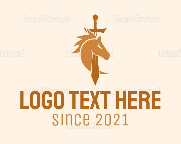 Horse Medieval Sword Logo