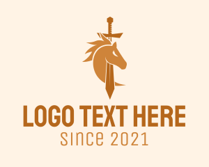 Equestrian - Horse Medieval Sword logo design