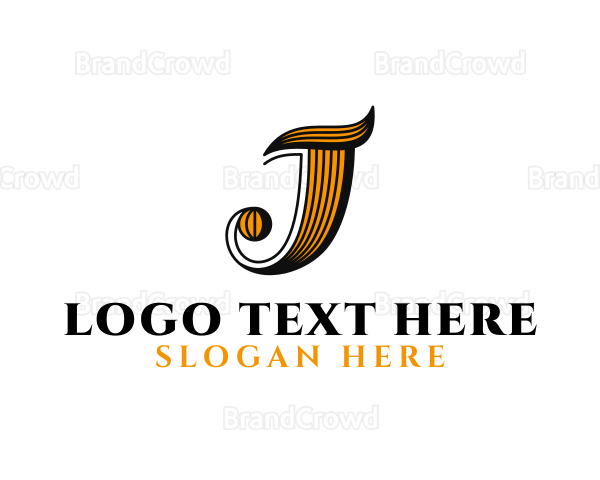 Scroll Pen Brush Letter J Logo