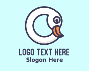 Heron - White Swan Letter O logo design