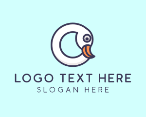 Blue Swan - Swan Bird Letter O logo design