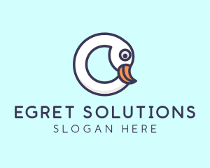 Egret - Swan Bird Letter O logo design