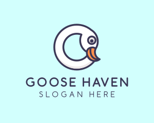 Goose - Swan Bird Letter O logo design