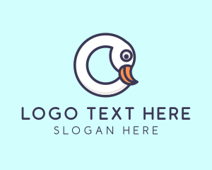 Egret - Swan Bird Letter O logo design